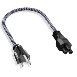 3 Prong AC Laptop Power Cord 0.3m-Braided Universal Power Cable for Dell HP LG Lenovo Asus Acer Toshiba Sony Laptops/Notebooks, Monitors, Printers, Scanners UL Listed NEMA 5-15P to C5 Power Cable
