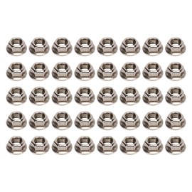 40pcs M10x1.25mm Hxagonal Flange Nuts Stainless Steel Rust Resistant Fine Flange Nut Set