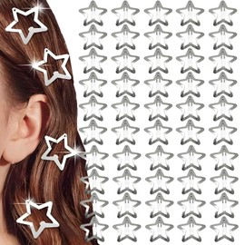 MYTOAU 50Pcs Star Hair Clips, Anti-Skid Snap Hair Clip,Silver Hair Accessories,Metal Snap Hair Clips, Cute Star Hair Clips for Thin Hair Heavy Hair Star Barrettes Accessories