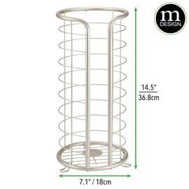 mDesign Metal Toilet Paper Holder Stand - Storage Reserve for 3 Rolls of Toilet Tissue - Freestanding Toilet Paper Holder - Stylish Bathroom Floor Toilet Paper Stand - Omni Collection - Satin