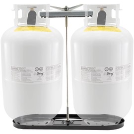 RecPro RV Dual Propane Tank Mounting Rack | 20lb or 30lb Tank Options | Camper and Travel Trailer (30lb Tank Kit)
