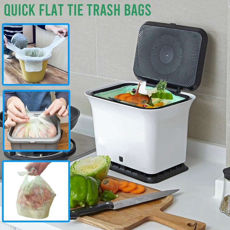 BEIDOU-PAC 4-6 Gallon Flap Tie Compostable Trash Bags, 76 Count,