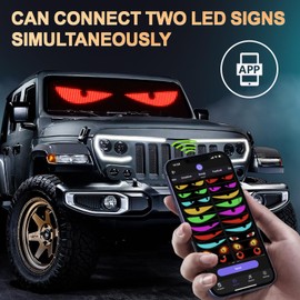Tnuxey 2PCS Synchronize Multiple Devil Eyes Light, 15''x4'' Full Color Eyes for car Windshield, Programmable LED Display Scrolling Led Light Sign for Car Window