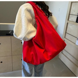 Slouchy Nylon Hobo Bags Women Underarm Shoulder Bag Crescent Crossbody Purses Trendy Large Travel Beach Tote Handbag, Burgundy, One Size