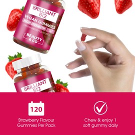 B12 Gummies - Beauty & Co Vegan High Strength Strawberry Flavour Vitamins 120 Gummies (Pack of 1)