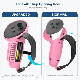 MTomatoVR Silicone Cover Set for Quest 3s Accessories Included Battery Opening Controller Grips, VR Silicone Shell Headset Cover, Face Cover, Lens Cover, for Meta Quest 3s, Pink