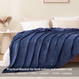 RUIKASI Fleece Throw Blanket King - Plush Fuzzy Flannel Blanket Navy Blue for King Size Big Large Bed, Super Soft Warm Blanket for Sofa and Couch, Fluffy Blanket 106x90 Inches