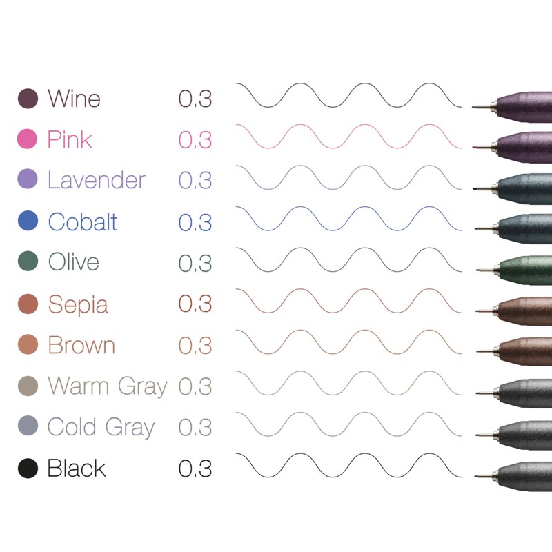 COPIC Multiliner Set "Colors", 10 Fineliner Pens in Various Colours,