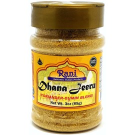Rani Dhana-Jeeru (Coriander-Cumin Blend 50-50) Powder 3oz (85g) PET Jar ~ All Natural | Salt Free | Vegan | Gluten Friendly | Non-GMO | Kosher