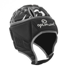Optimum Junior Razor Rugby and Football Headguard - Full Coverage Scrum Cap | Breathable, Soft-Edged, Lightweight Protective Headgear Black/Silver | Large