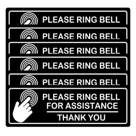 6 Pack Please Ring Bell For Assistance Sticker Decals Thank You Labels 2 x 6 Inch - Vinyl Please Ring Bell Sign Stickers Home, Office, Business or School