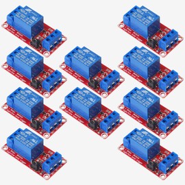 GTIWUNG Pack of 10 One Channel Relay Module 5 V, 1 Channel Relay Board with Optocoupler Isolation, High Level Trigger Relay Module, Low Level Trigger Expansion Board, Relay Switch Module for Arduino
