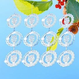 12PCS Bird Deterrents for Outside Patio, Stainless Steel Reflectors to Keep Birds Away, Woodpecker Deterrent for House，Bird Scare Devices to Keep Pigeons Away from Your Garden (owl)