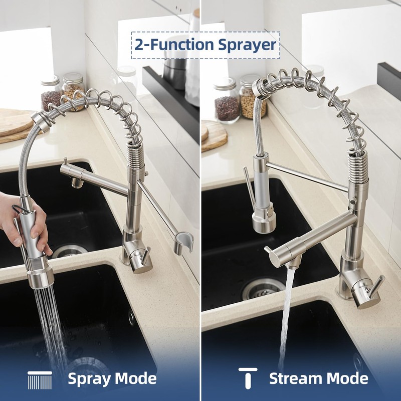OWOFAN Kitchen Sink Faucet with Pull Down Sprayer, Contemporary Stainless