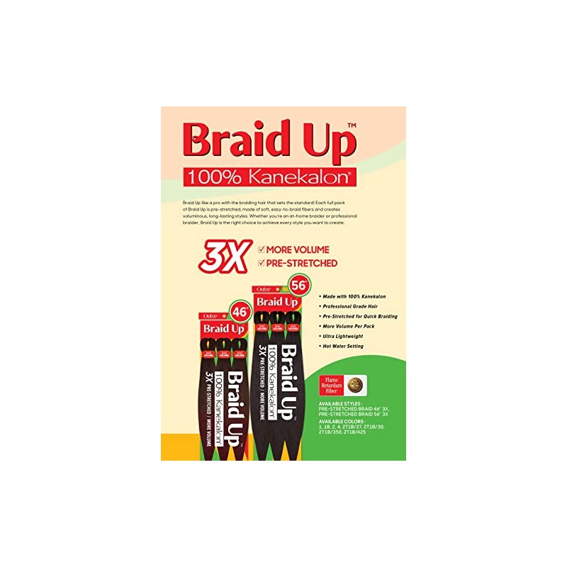 Outre Braid Up - Pre Stretched Braid 46" 3X (2Packs,