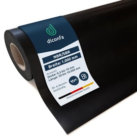 diconfa Rubber Mat Oil-Fest Petrol Resistant NBR/SBR 1000 mm 100 cm 1 m Wide Thickness 0.5 to 20 mm Length 0.05 to 10 m 1000 x 50 mm (100 x 5 cm), 3 mm Thick Rubber Plate Car Workshop Garage