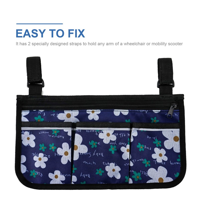 Wheelchair Bag with Pockets Reflective Strips Armrest Side Bag for