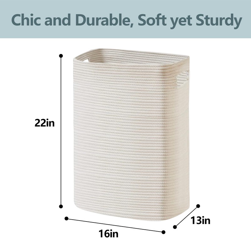 MEGASKET Large Laundry Hamper 16"x13"x22" - Tall Woven Laundry Basket,
