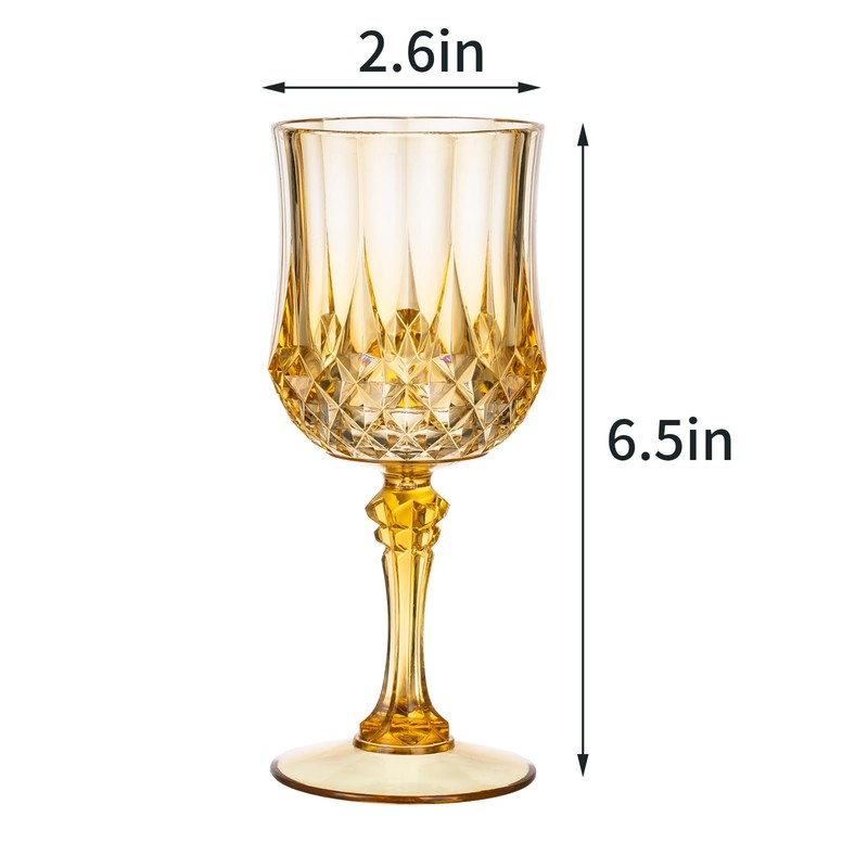 7OZ Plastic Wine Glasses, 48Pcs Amber Reusable Drinking Cups Vintage