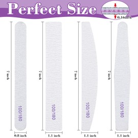 200 Pcs Nail Files for Acrylic Nails 100/180 Grit Double Sides Professional Nail Files Reusable Emery Board Nail Files Bulk Nails Manicure Tools Suit for Home Salon