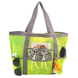 Copeflap Mesh Bag, Large Capacity, Pool Bag, Beach Bag, Laundry Bag, Tote Bag, neongreen