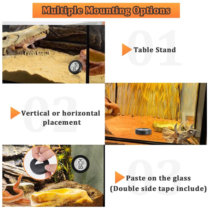 Thlevel Reptile Tank Accessories, 2 Pack Bearded Dragon Tank Thermometer