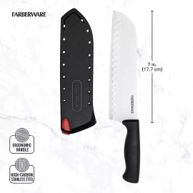 Farberware Edge Keeper 7" Santoku Knife w/ Self Sharpening Sleeve NEW
