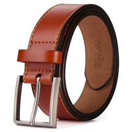 Bighake Minimalist Mens Belt, Full Grain Leather Belts for Men, 1.3" Width for Dress Golf Work Casual, Size 30''-33''