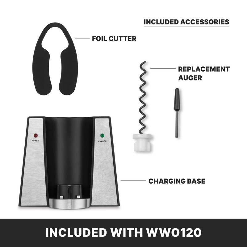Waring Commercial WWO120 Portable Electric Wine Bottle Opener with Recharging