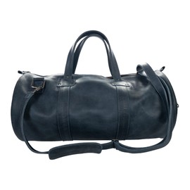 Hide & Drink, Luggage Duffle Bag with Detachable Shoulder Strap, Inner Keyring Holder, Messenger Bag, Travel Bag, Full Grain Leather, Handmade, Slate Blue