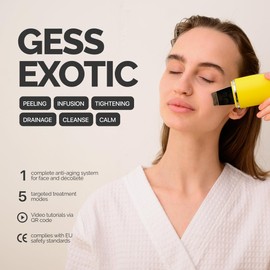 GESS Exotic Ultrasonic Face Lifting Device - Gentle Exfoliation, Skin Tightening, Anti-Ageing Care System for Dry & Mature Skin with Chromotherapy and Video Instructions