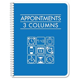 BookFactory 3 Column Appointment Book Appointments Tracking Logbook Notebook (Three Columnar Format) - 100 Pages, 8.5'' x 11'', Wire-O (Made in USA)