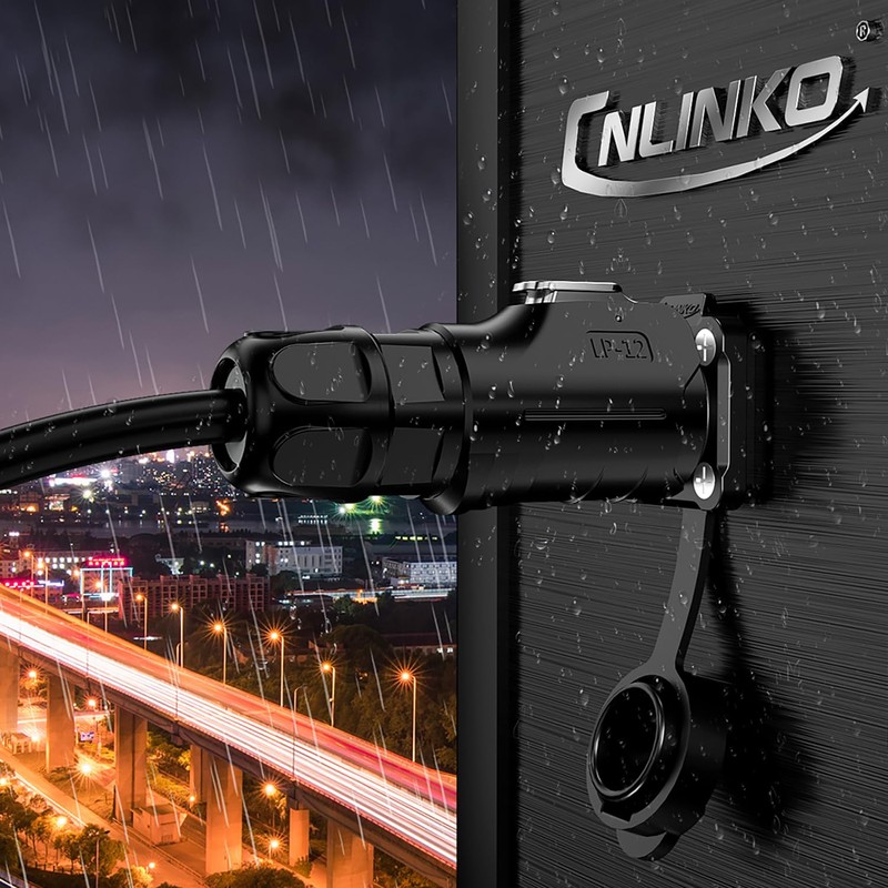 CNLINKO M12 Waterproof Connector PBT Plastic DC 12V Cable Panel