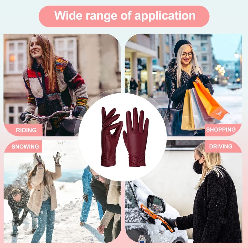 GSG SINCE 1998 Womens Genuine Leather Gloves with Wool Lined