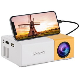 Mini Projector, Portable Phone Projector 1080P Full HD Support, Mini Projector for Bedroom with Remote Control, Compatible with HDMI/Audio/Smartphone/Tablet/PC/TV Stick/USB/AV (Blue)