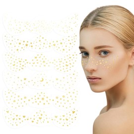 EORPAVU Temporary Tattoos 6 Glitter Freckle Stickers Luminous Metallic Artificial Freckle Patches Glitter Gold Foil for Face Makeup