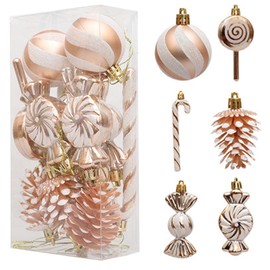 13 Pcs Christmas Ball Ornaments,Christmas Baubles Set CChristmas Tree Hanging Decorations Hanging Baubles Balls Ornaments,Xmas Trees Balls for Xmas Tree Decoration (Champagne color)