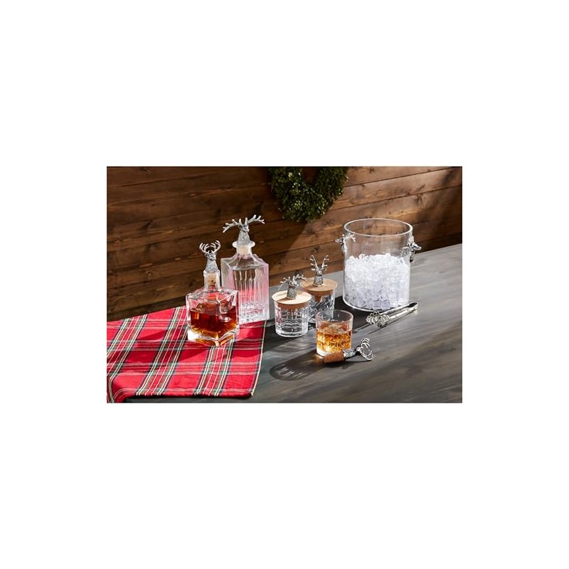 Mud Pie Metal Deer Glass Decanter, Small, 11" x 5"