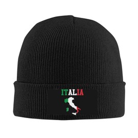 Cute Italy Italian Flag Knit Hat Soft Classic Stretchy Ski Beanie Cap Winter Italian Warm Hats for Women Men Black