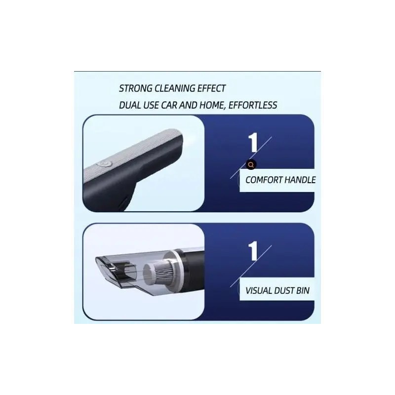 Silver Wireless Handheld Vacuum Cleaner 12000Pa Rechargeable Mini Vac for