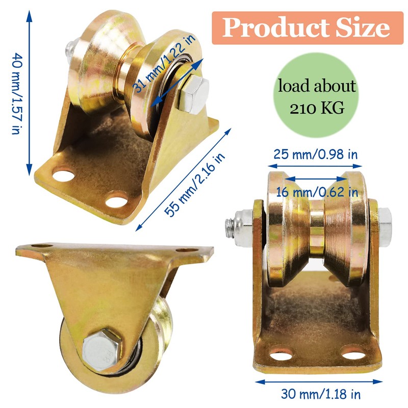 Pack of 4 V-Groove Rope Rollers for Washing Line, Pulley