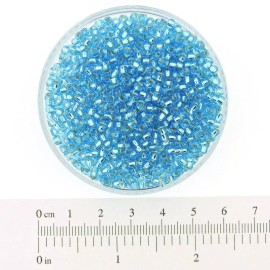 Miyuki Round Rocaille Seed Beads Size 8/0 Silver Lined Aqua Blue 22GM (8-918)