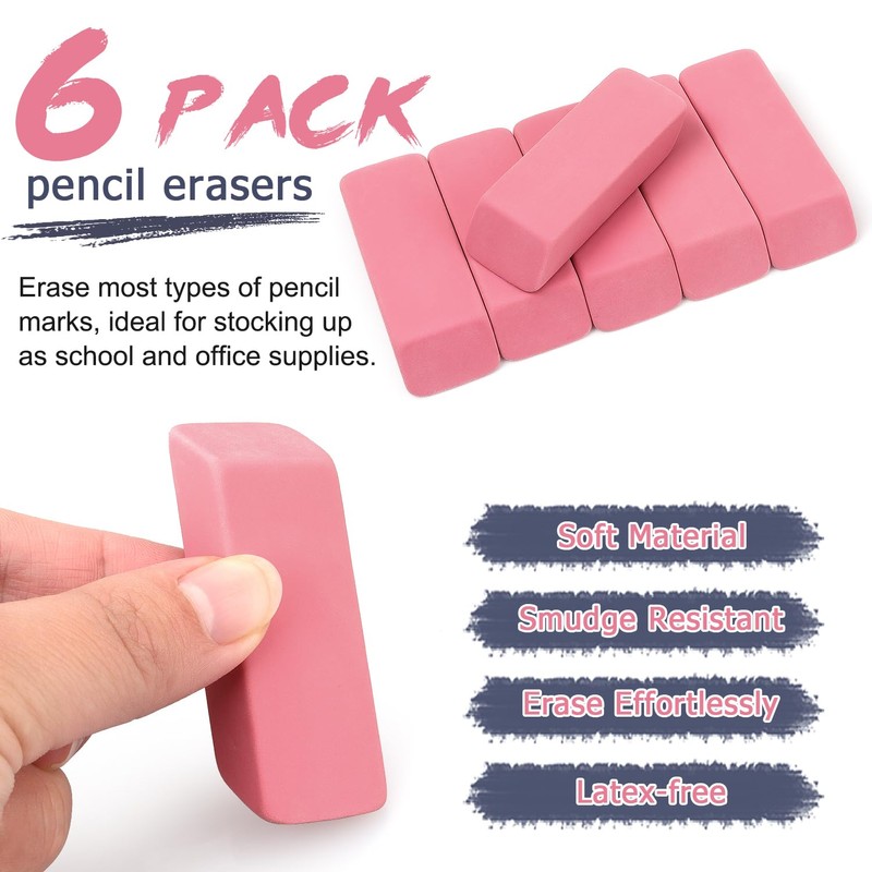Tamaki Erasers, Pink Pencil Erasers for Drawing, Artist Eraser, Large,