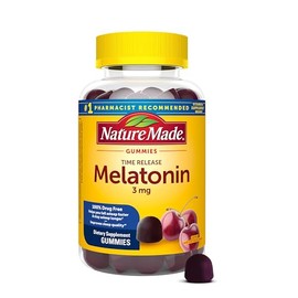 Nature Made Gomitas de melatonina de liberación temporal de 3 mg, ayuda para dormir 100% libre de drogas para adultos, 60 gomitas de melatonina, sumin