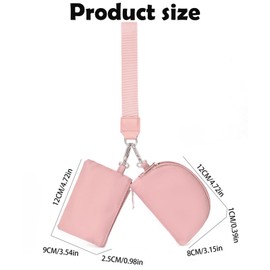 Dual Pouch Keychain Wallet - Mini Zip Around Wristlet Wallets with Detachable Dual Pouch - Ideal Portable Coin,Cards,Keys,Purse for Women and Men (Pink/Pink)