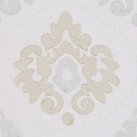 Waverly Velero Embroidered Pinch Pleated Back Tab Sheer Window Curtain for Living Room (1 Panel), 25 in x 95 in, White