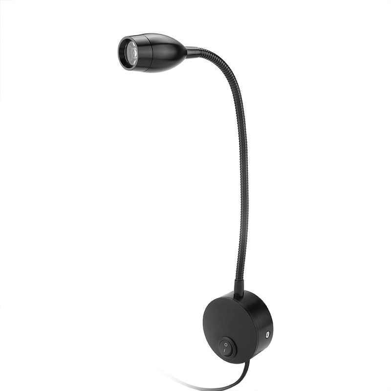 Black Durable Adjustable Bedside LED Light Lamp for Hotel Bedroom