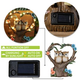 HIAME Garden Decoration Figures Solar Rust Garden Decoration, Garden Figures Illuminated Love Heart Bird Sculpture Ornaments for Outdoors, Resin Sculpture Animal Statues with Solar Light (B)