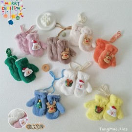 Winter Lovely Christmas Season Fleece-Lined Warm Kids' Hand Pouches/Mittens LF1198 One Size / Orange + Recommended for Ages 5-10 5ea