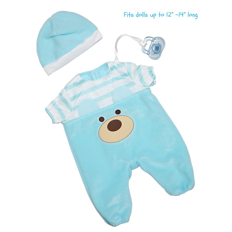 JC Toys |Blue Bear Onesie | Baby Doll Outfit +